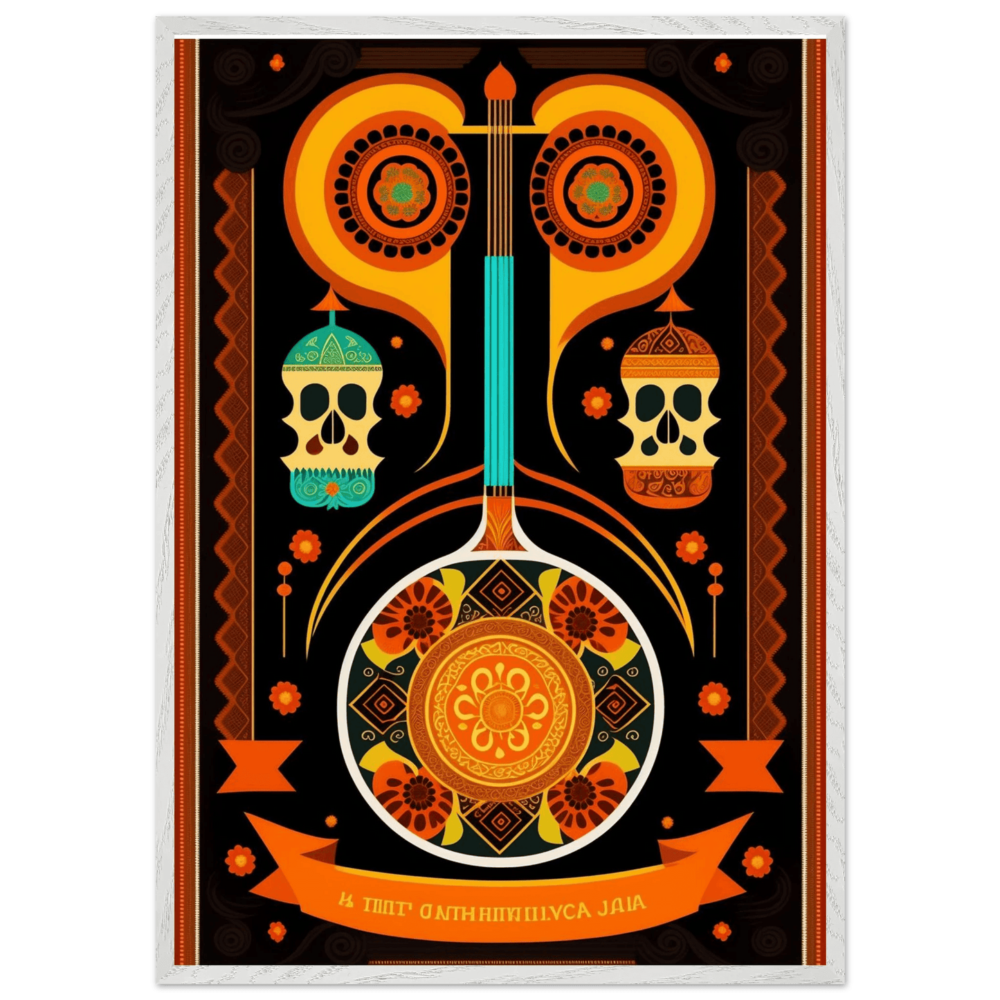 Vibrant Day of the Dead Guitar - Vibrantwalls