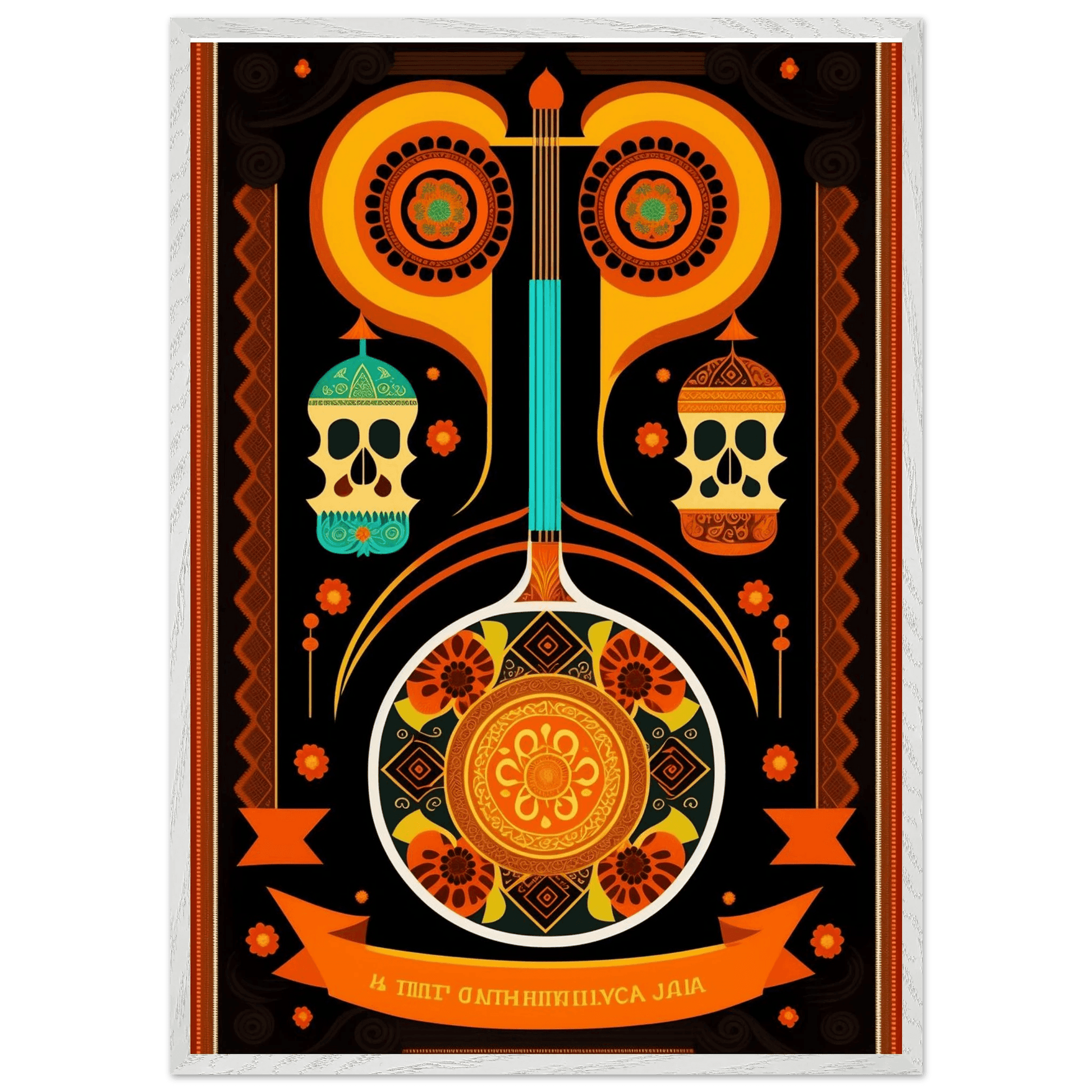 Vibrant Day of the Dead Guitar - Vibrantwalls