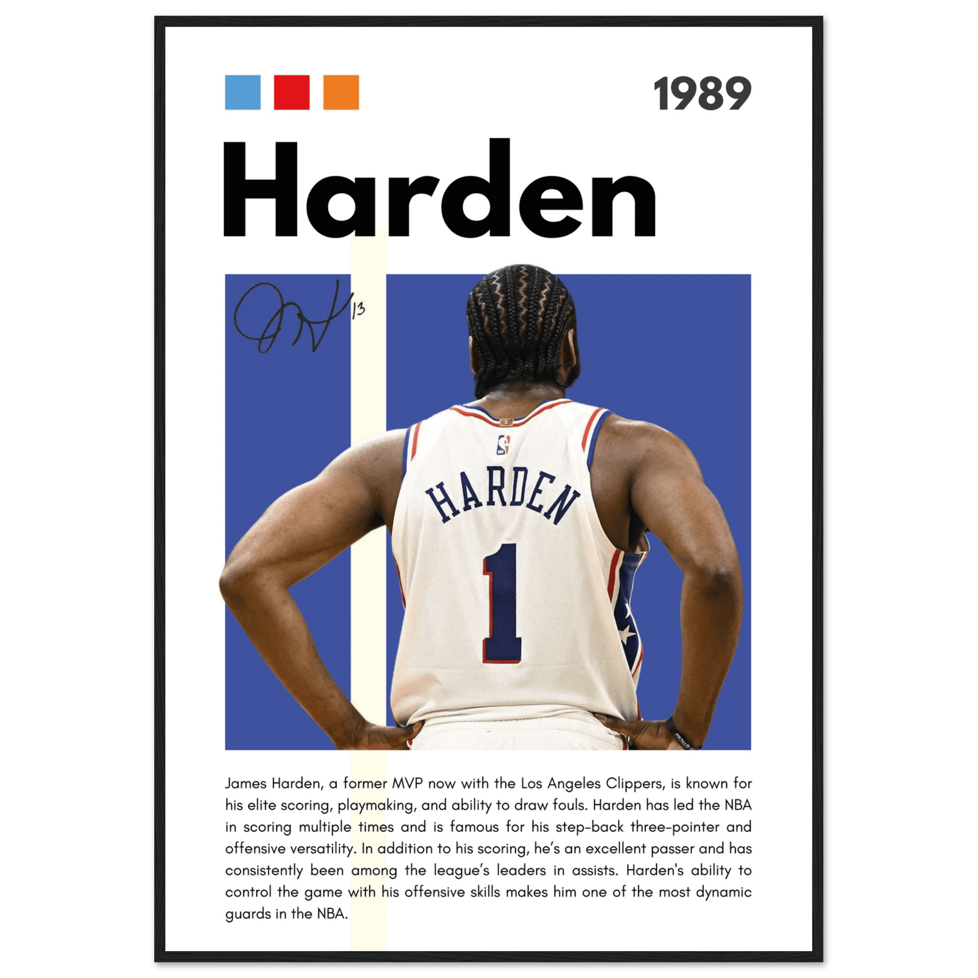 James Harden The Beard Clippers Framed Poster - Vibrantwalls