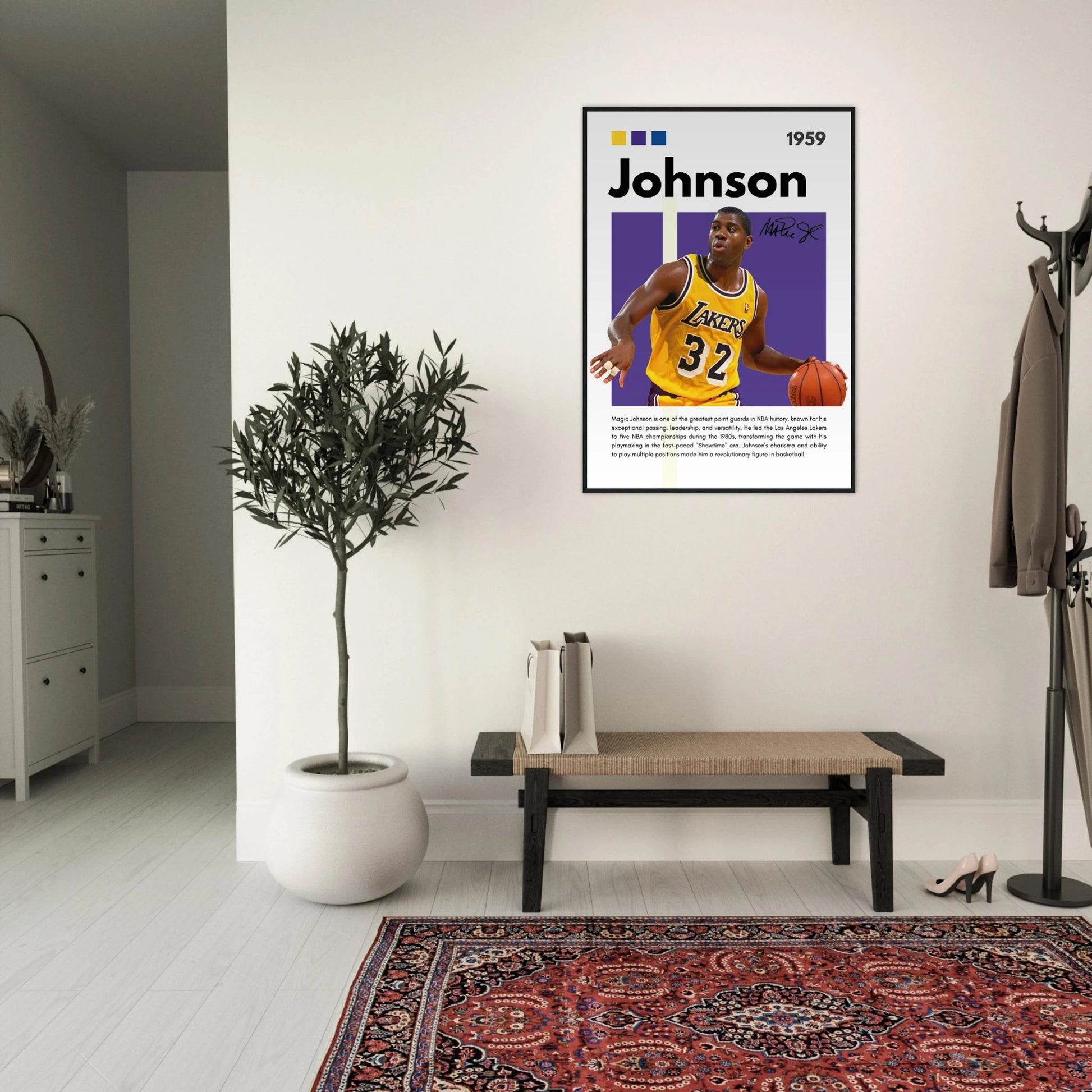 Magic Johnson Showtime Lakers Vintage Art Print - Vibrantwalls