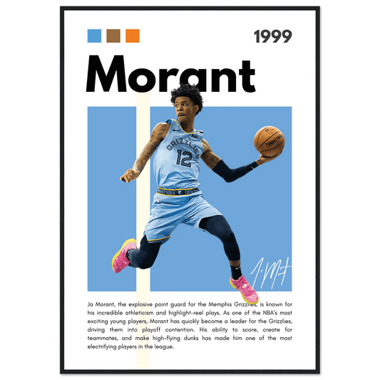 Ja Morant Grizzlies Star Vintage Basketball Poster - Vibrantwalls