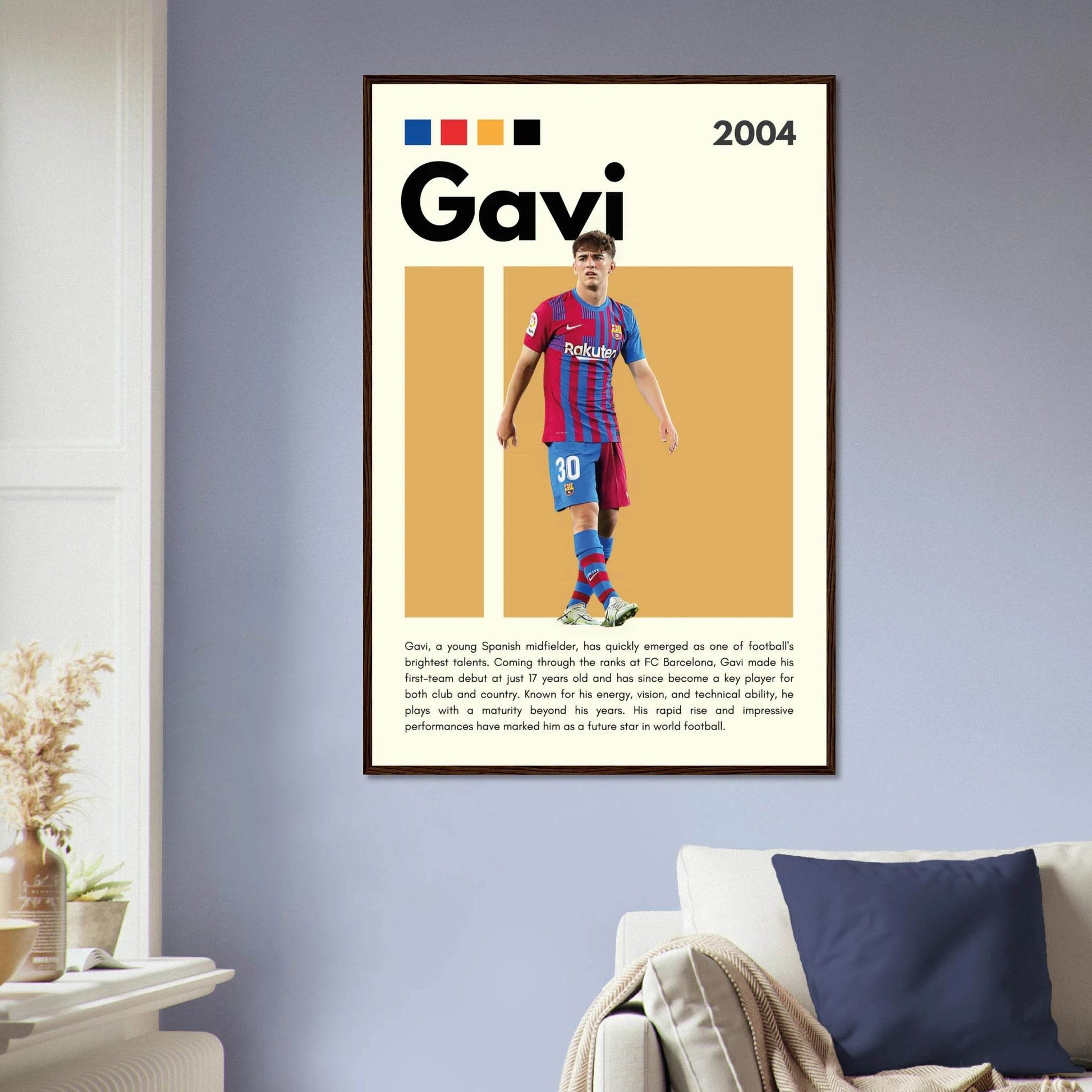 Gavi FC Barcelona Soccer Framed Football Poster Vibrantwalls