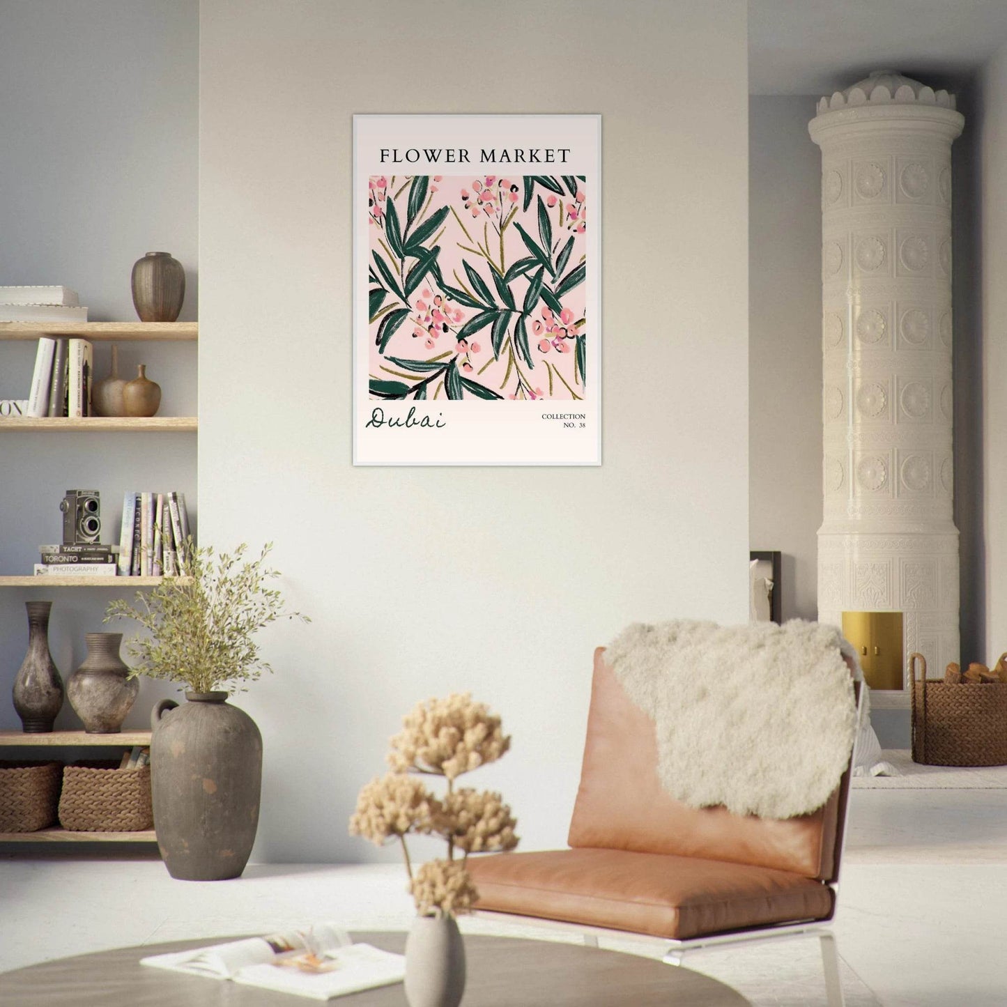 Dubai Flower Market Blush Pink Emerald Botanical - Wall Art - Vibrantwalls