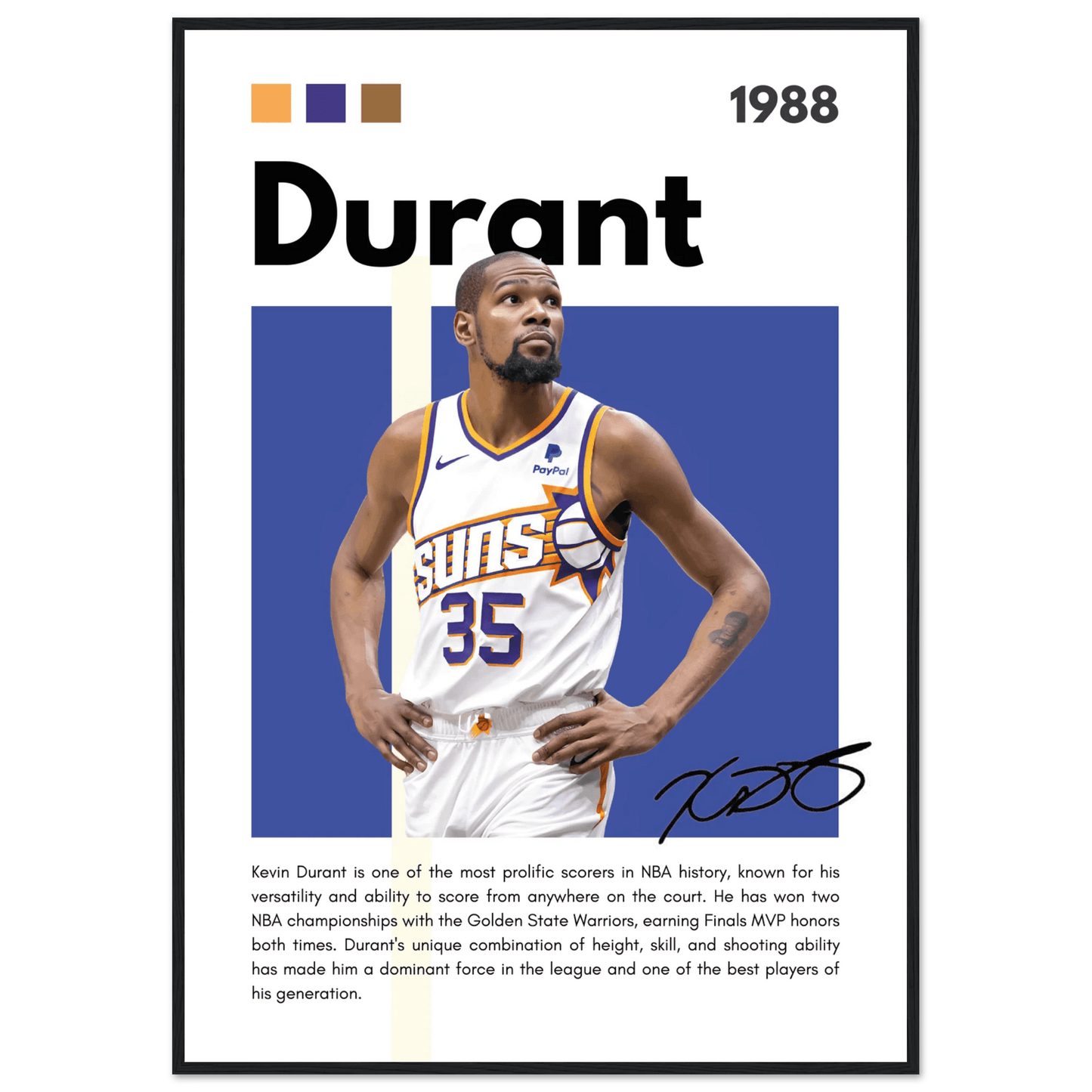 Kevin Durant Slim Reaper Suns Framed Poster - Vibrantwalls