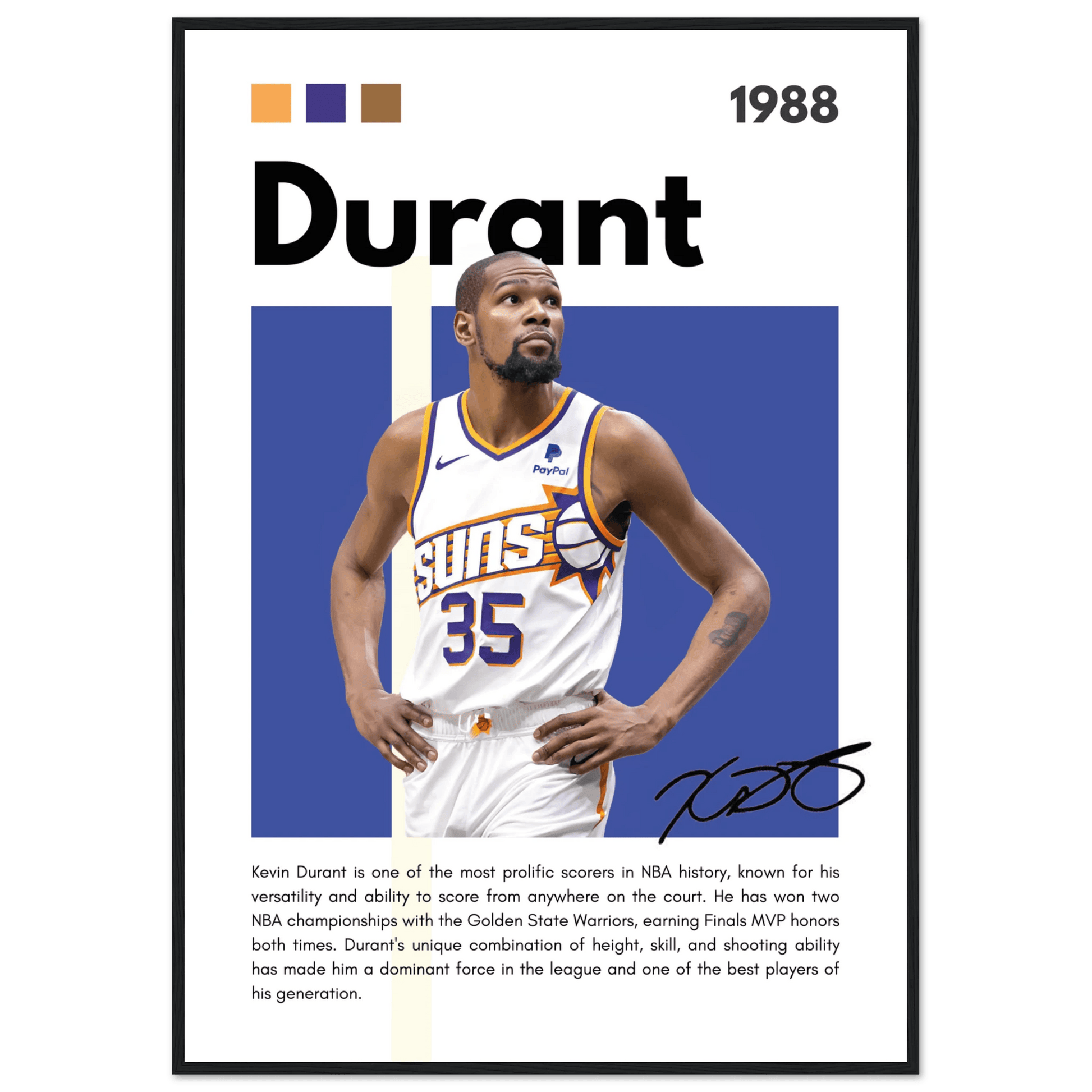 Kevin Durant Slim Reaper Suns Framed Poster - Vibrantwalls