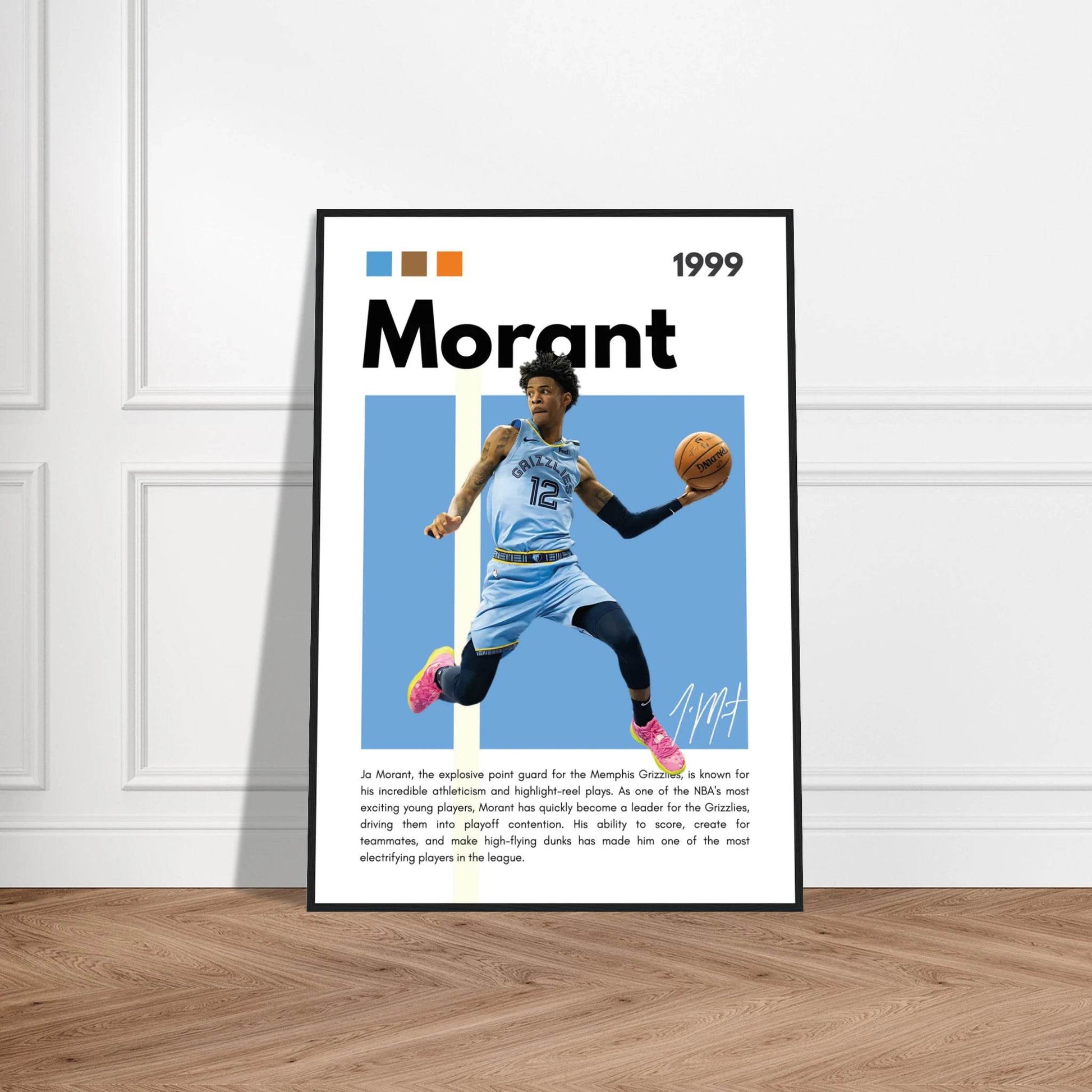 Ja Morant Grizzlies Star Vintage Basketball Poster - Vibrantwalls
