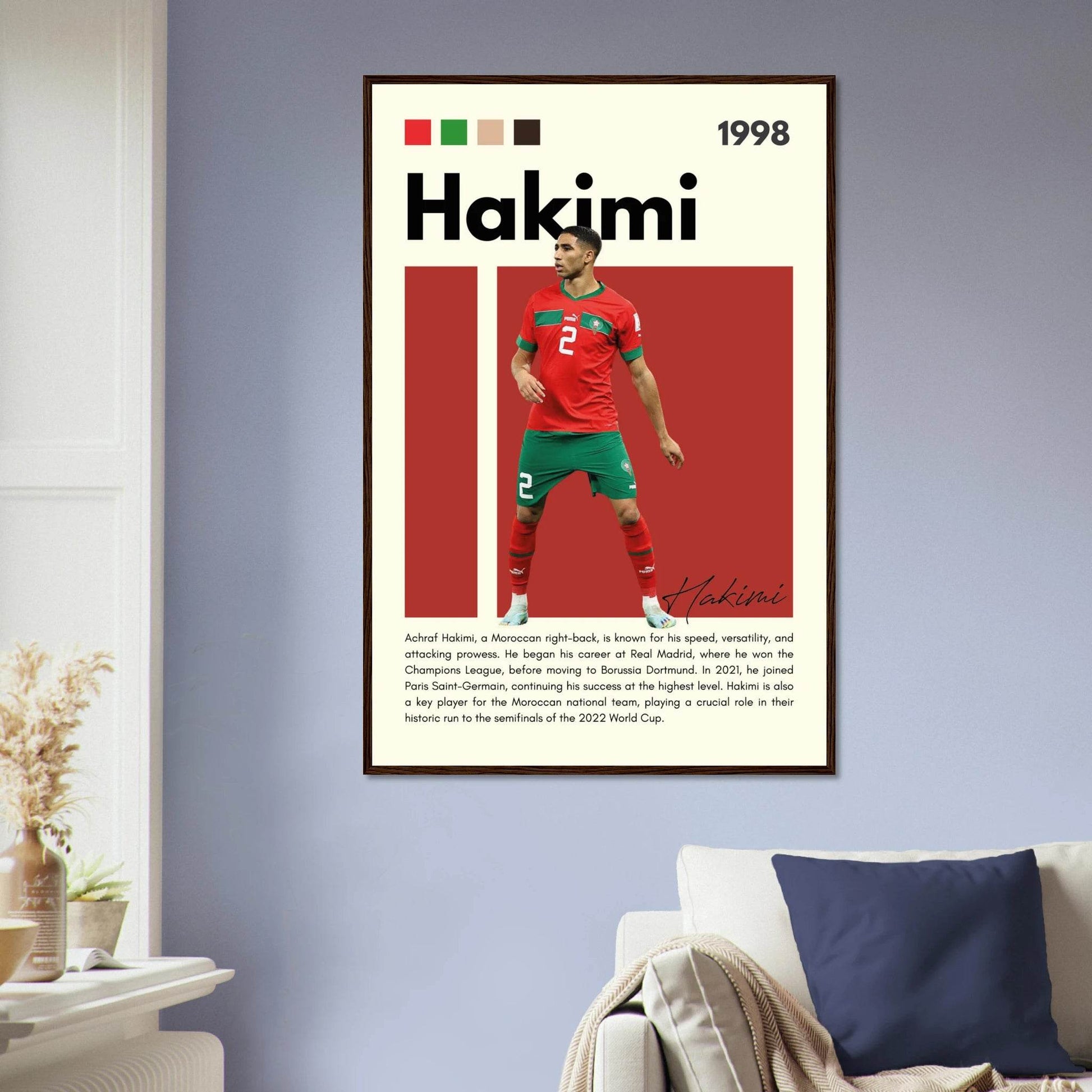 Achraf Hakimi Morocco Framed Football Legend Poster Vibrantwalls
