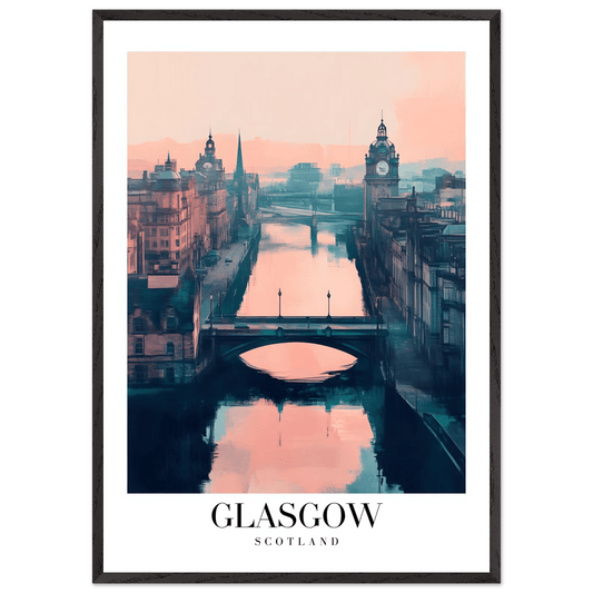 Glasgow Scotland Framed Poster – Atmospheric Cityscape Wall Art with Customizable Wooden Frame - Vibrantwalls