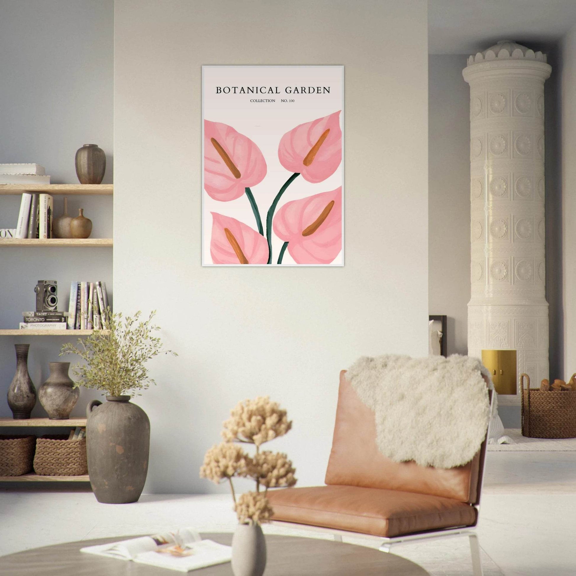 Botanical Garden Framed Poster – Pink Anthurium Bloom Art Print | Elegant & Ready-to-Hang - Vibrantwalls