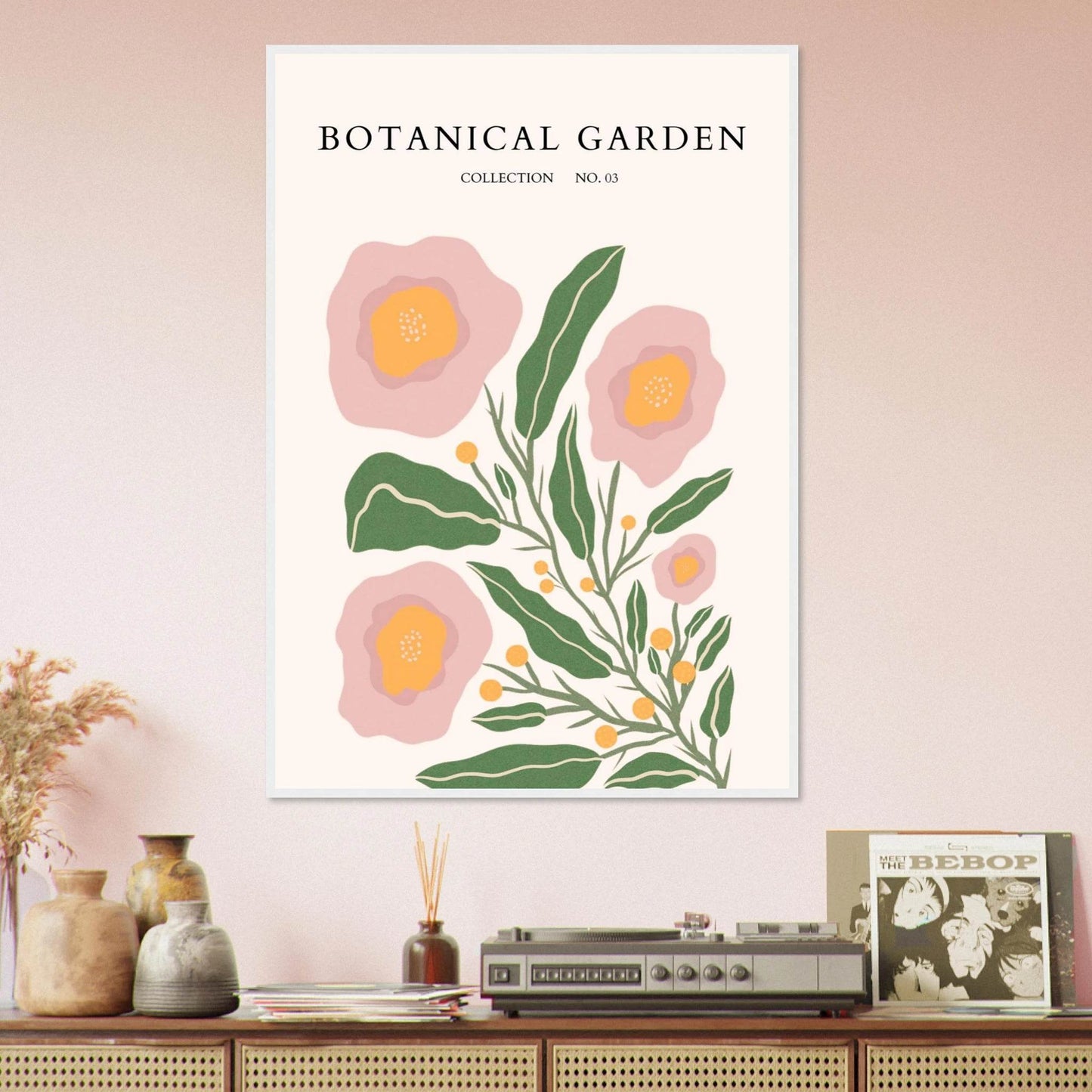Botanical Garden Collection Framed Poster - Abstract Floral Art Prints in Soft Pinks & Greens | Ready-to-Hang - Vibrantwalls