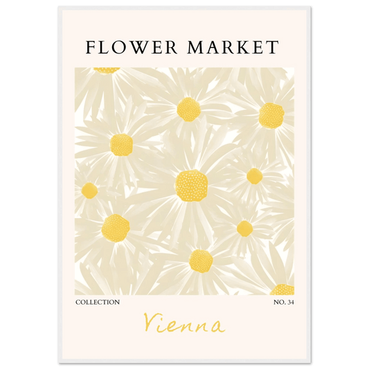 Flower Market Vienna Collection Framed Poster – Daisy Bloom Art Print | Ready-to-Hang Floral Decor - Vibrantwalls