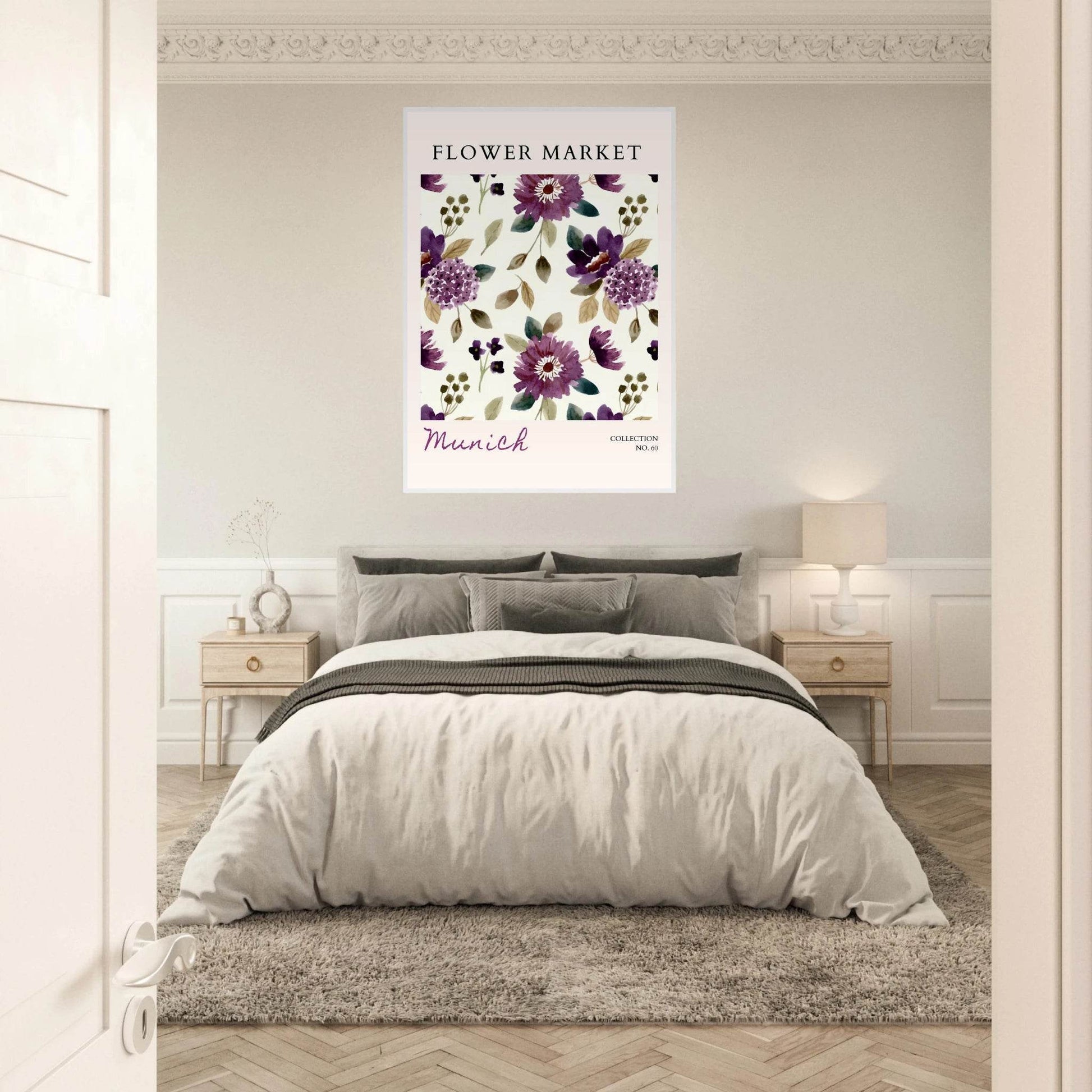 Munich Flower Market Lush Purple Green Botanical - Wall Art - Vibrantwalls