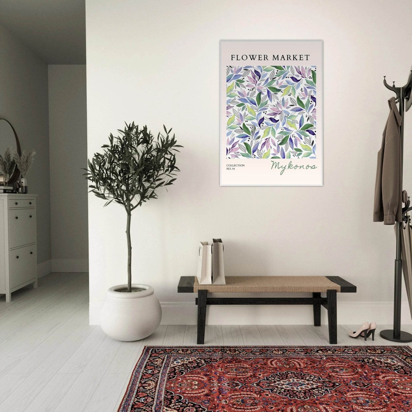 Mykonos Flower Market Serene Botanical Watercolor - Wall Art - Vibrantwalls
