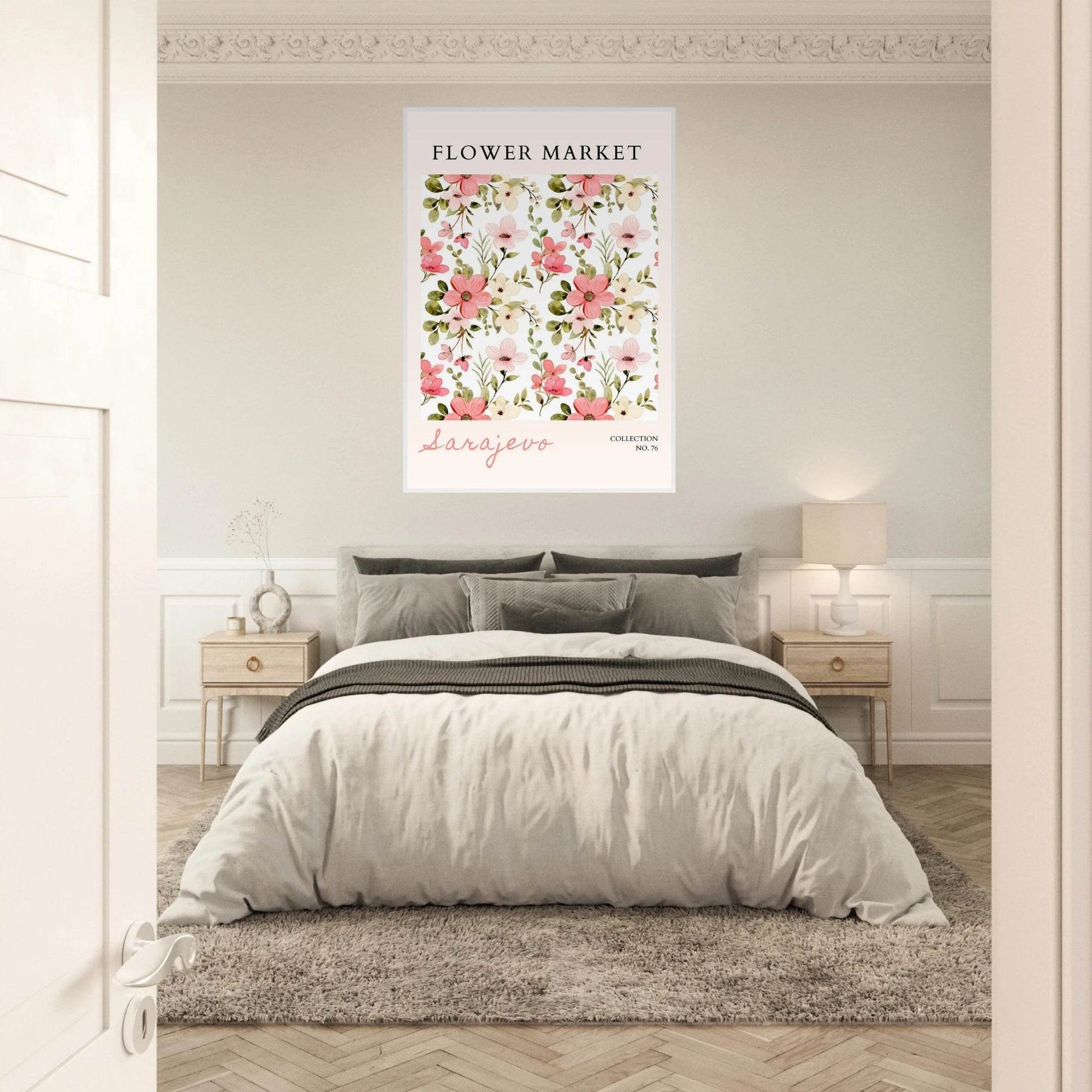 Watercolor Flower Market Blush Pink Cream Floral - Wall Art - Vibrantwalls
