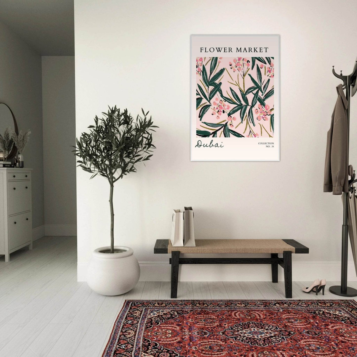Dubai Flower Market Blush Pink Emerald Botanical - Wall Art - Vibrantwalls