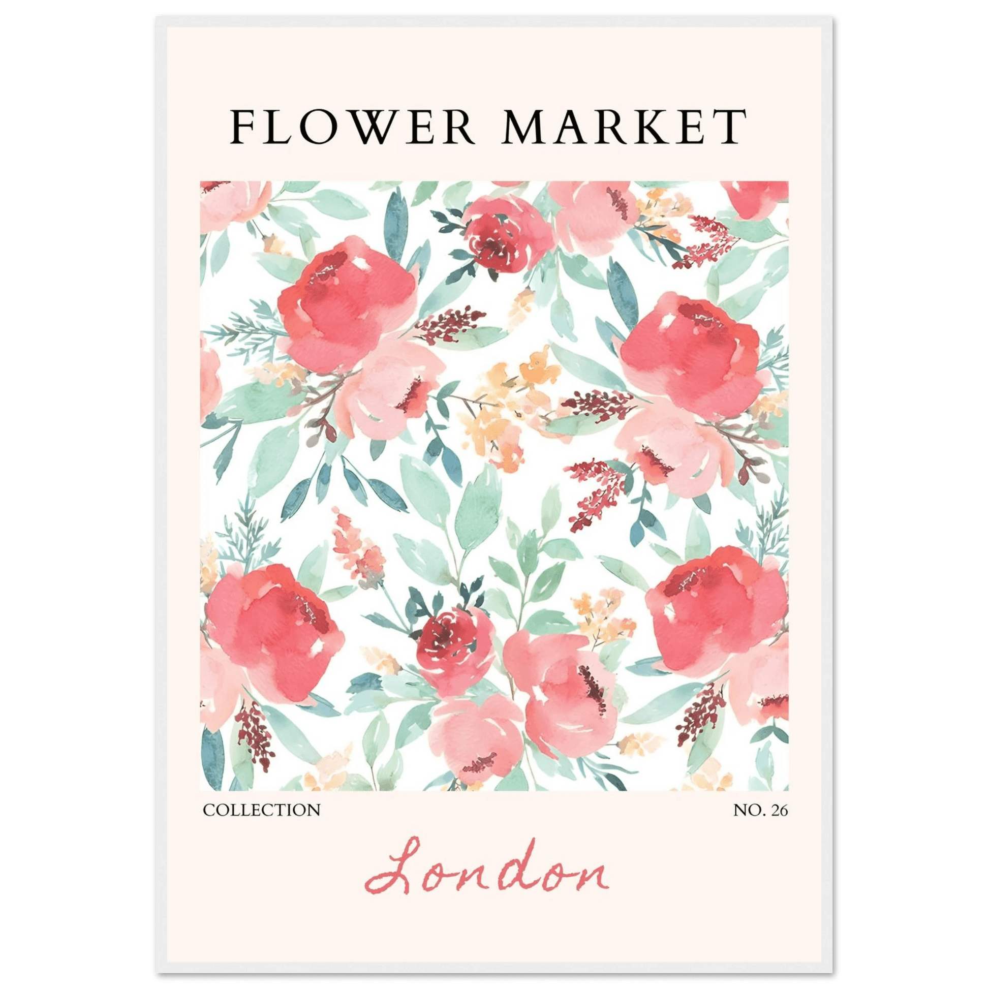 London Flower Market Blush Sage Floral Watercolor - Wall Art - Vibrantwalls