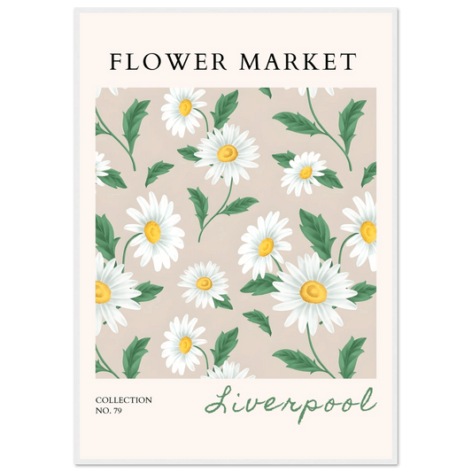 Charming Daisy Field Framed Poster – Botanical 'Flower Market' Art Print | Ready-to-Hang in Your Choice of Frame - Vibrantwalls
