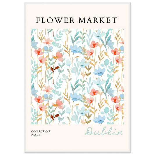 Flower Market Dublin Watercolor Botanical Framed Poster – Pastel Hues & Nature Art Prints | Ready-to-Hang Decor - Vibrantwalls