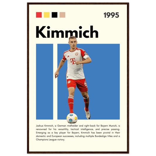 Joshua Kimmich Bayern Munich Framed Football Poster 60x90 cm 24x36″ Dark wood frame Vibrantwalls