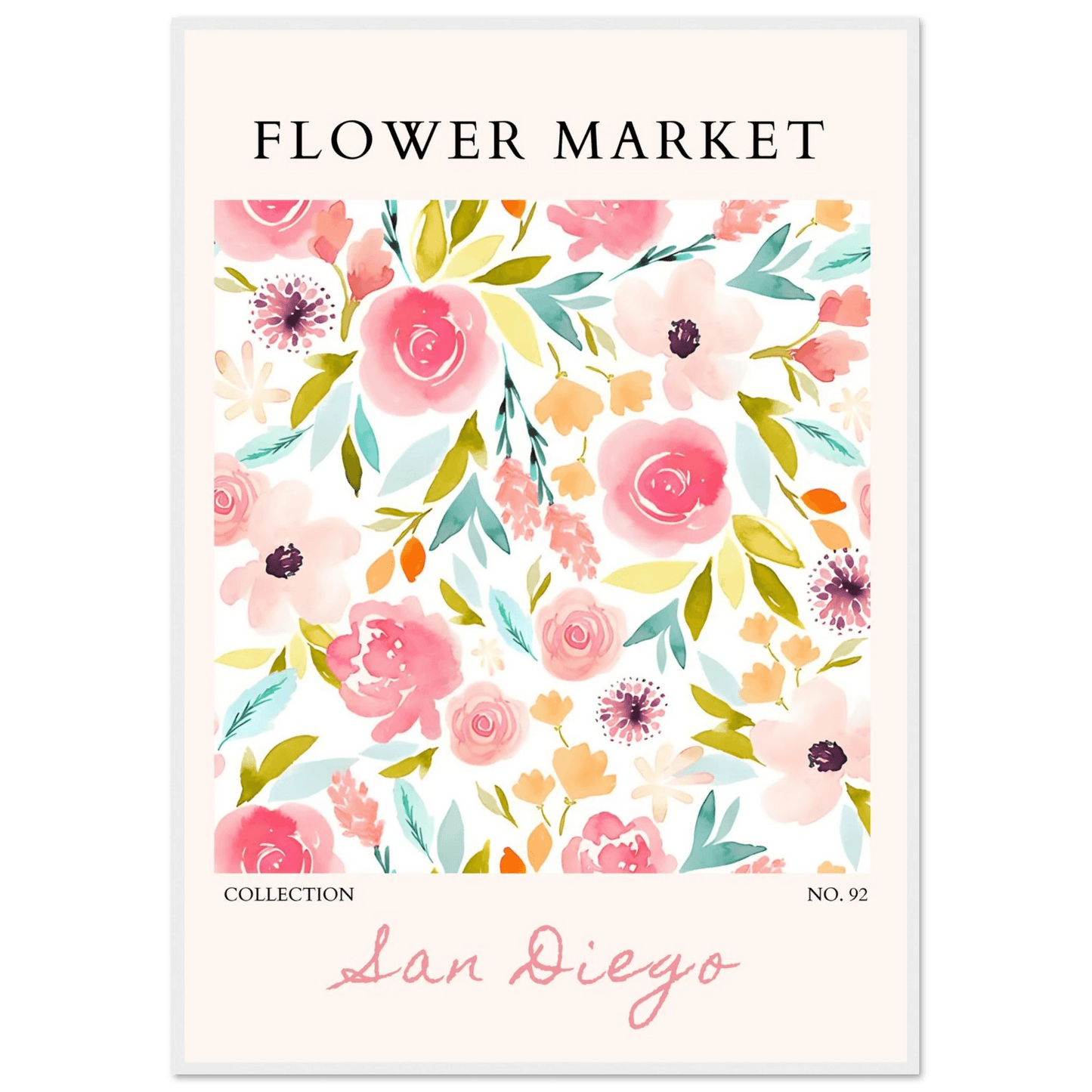 San Diego Flower Market Watercolor Floral Various Sizes - Wall Art - Vibrantwalls