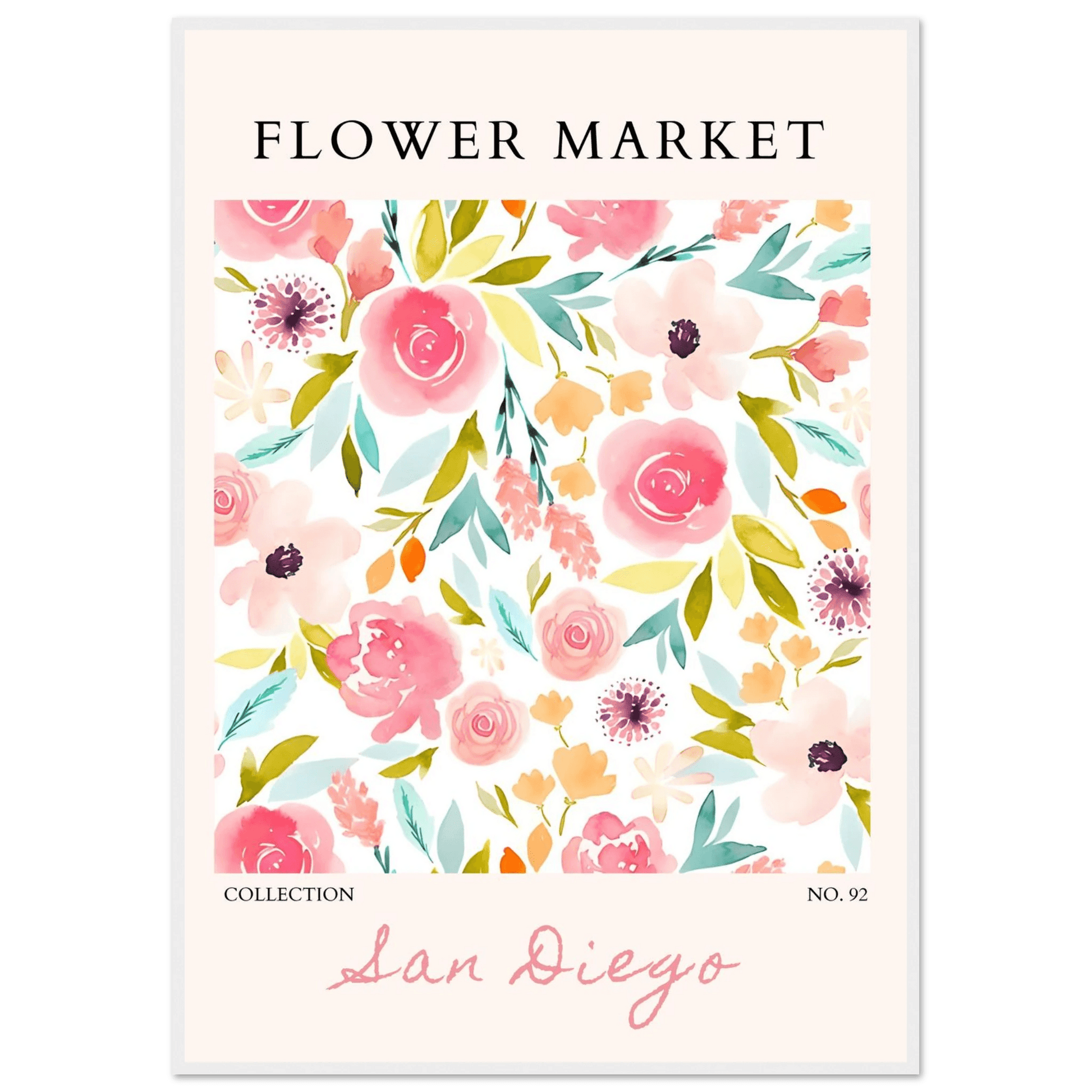 San Diego Flower Market Watercolor Floral Various Sizes - Wall Art - Vibrantwalls