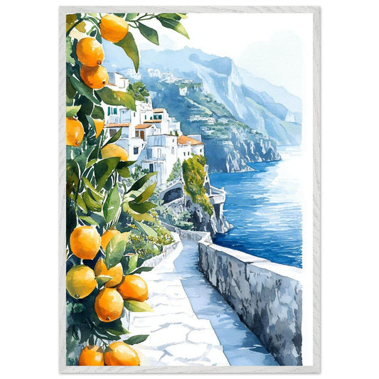 Amalfi Coast Lemon Grove Watercolor - Vibrantwalls