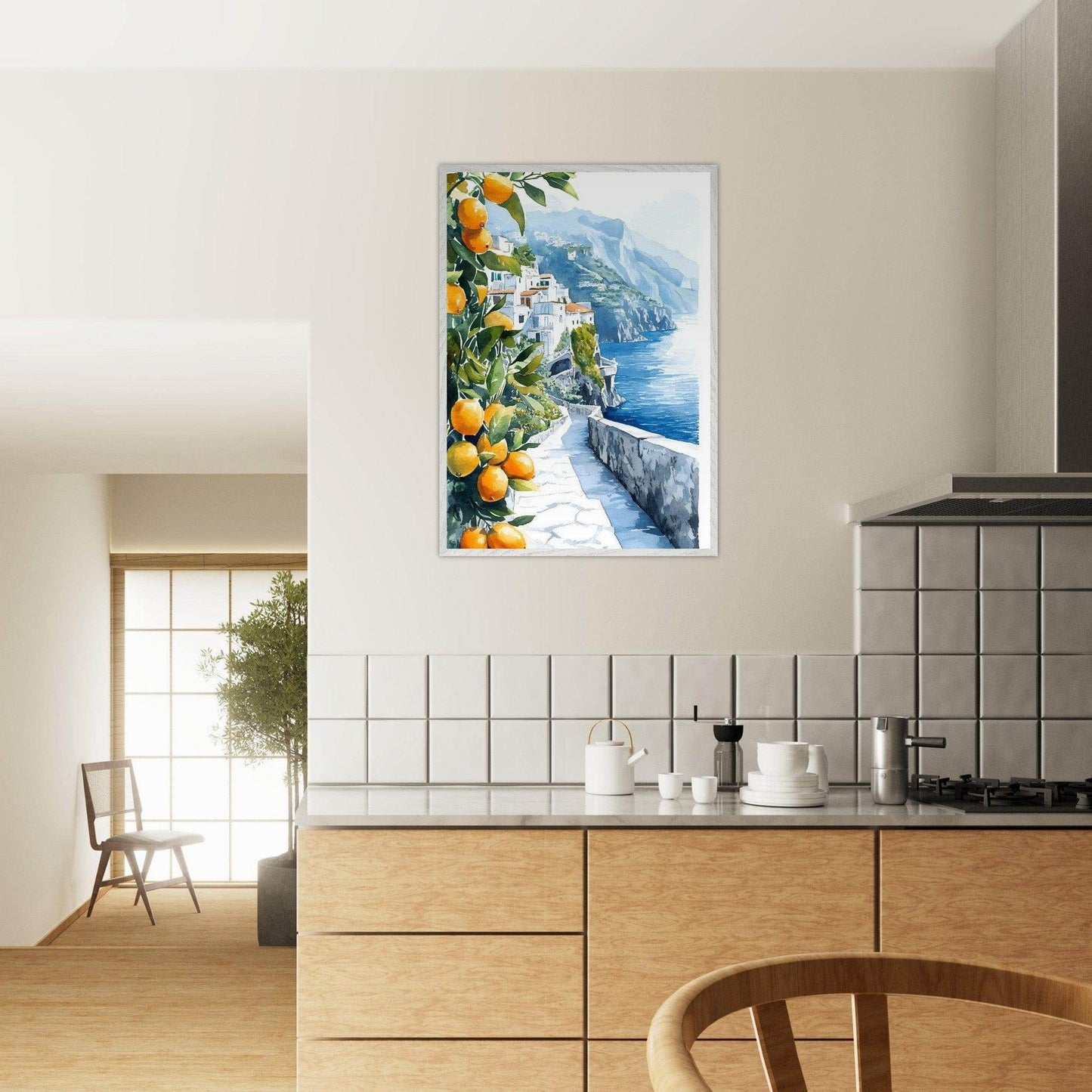 Amalfi Coast Lemon Grove Watercolor - Vibrantwalls