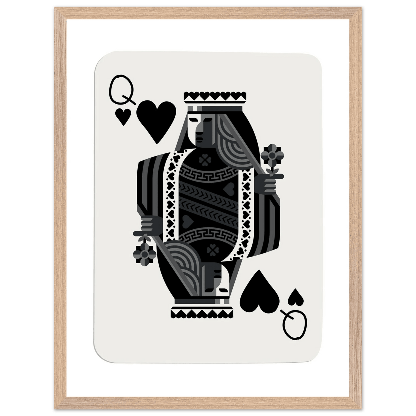 Queen of Spades Poker Card Print - Elegant Black & White Mounted Framed Poster Art, Eco-Friendly Wood Frame - Vibrantwalls