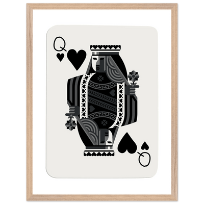 Queen of Spades Poker Card Print - Elegant Black & White Mounted Framed Poster Art, Eco-Friendly Wood Frame - Vibrantwalls