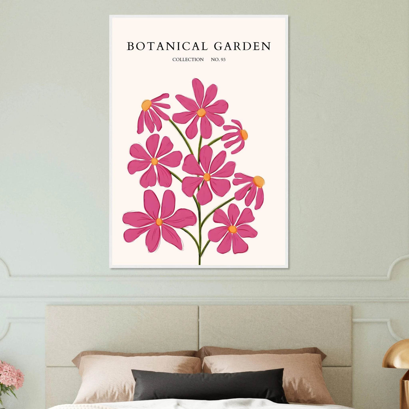 Vibrant Botanical Garden Framed Poster – Pink Cosmos & Abstract Floral Art Print | Ready-to-Hang in Various Sizes - Vibrantwalls