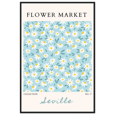 Charming Daisy Field Framed Poster – Pastel Blue & White Floral Art Print | Ready-to-Hang Wall Decor - Vibrantwalls