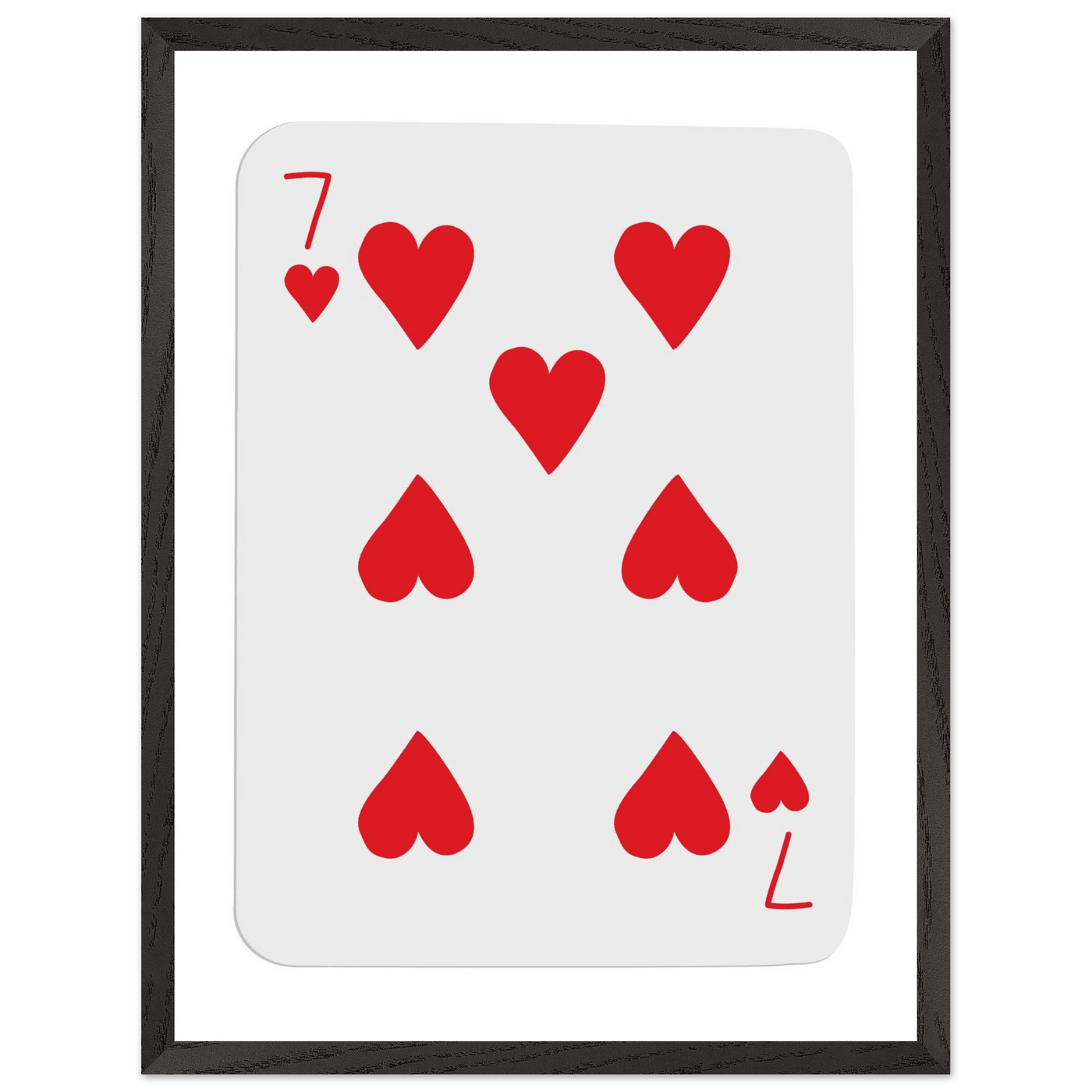 Lucky 7 of Hearts Poker Card Print - Mounted Framed Wall Art, Eco-Friendly Wood Frame & Multiple Sizes - Vibrantwalls