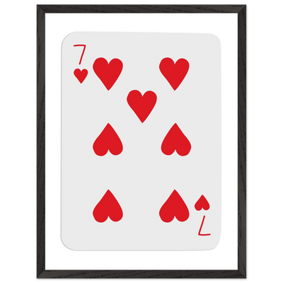 Lucky 7 of Hearts Poker Card Print - Mounted Framed Wall Art, Eco-Friendly Wood Frame & Multiple Sizes - Vibrantwalls