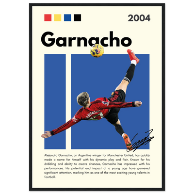 Alejandro Garnacho Manchester United Dynamic Football Poster 50x70 cm 20x28″ Black frame Vibrantwalls