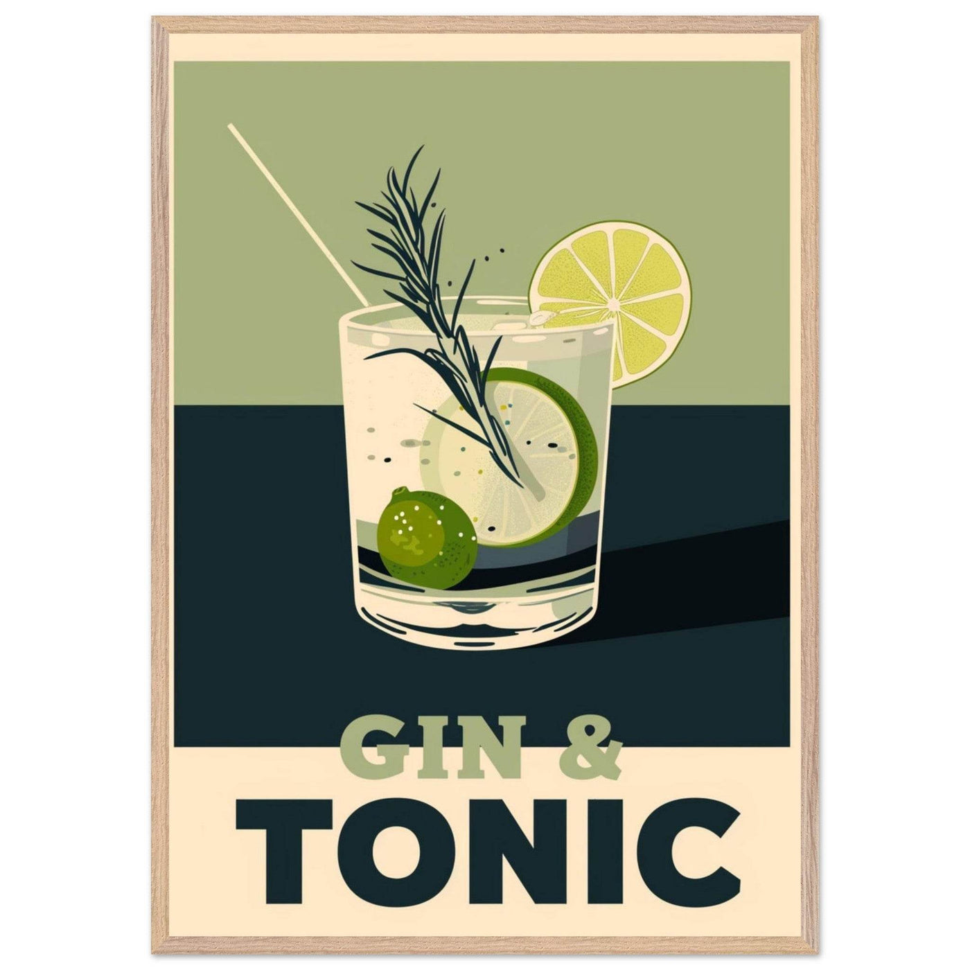 Gin Tonic Cocktail Recipe Contemporary Bar Poster - Vibrantwalls