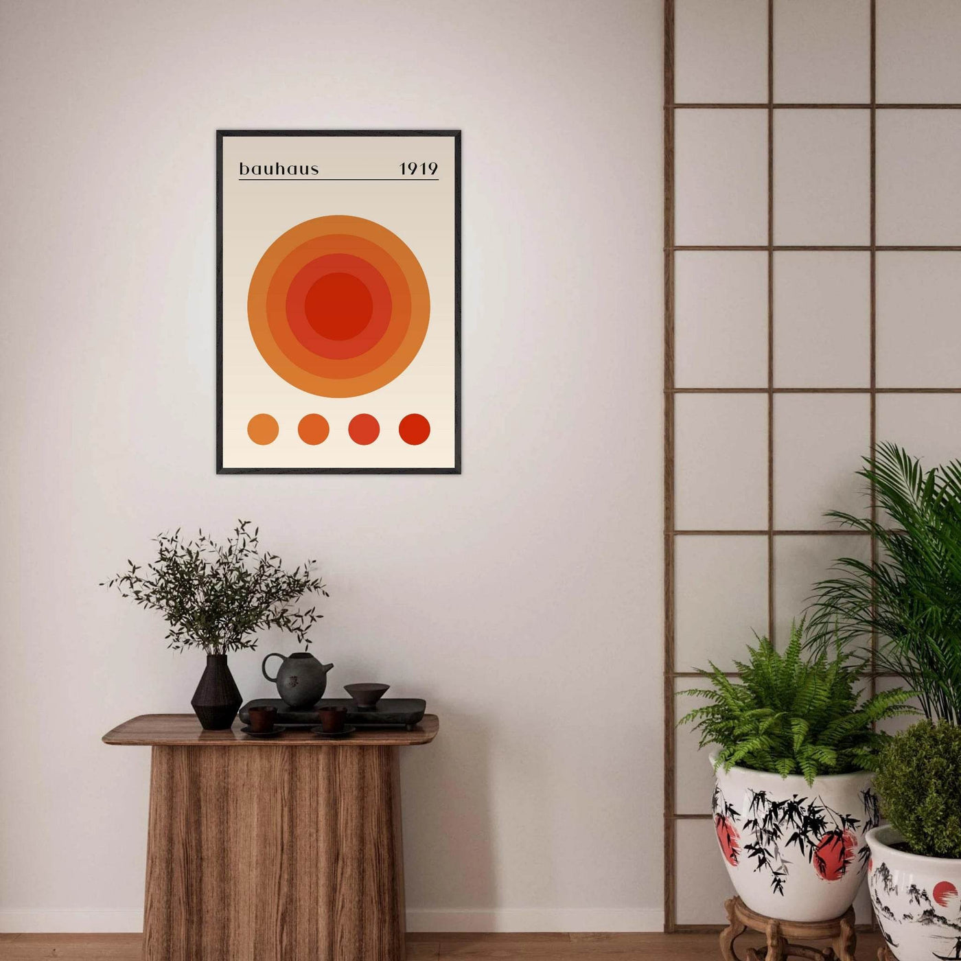 Bauhaus 1919 Orange & Red Circles - Vibrantwalls