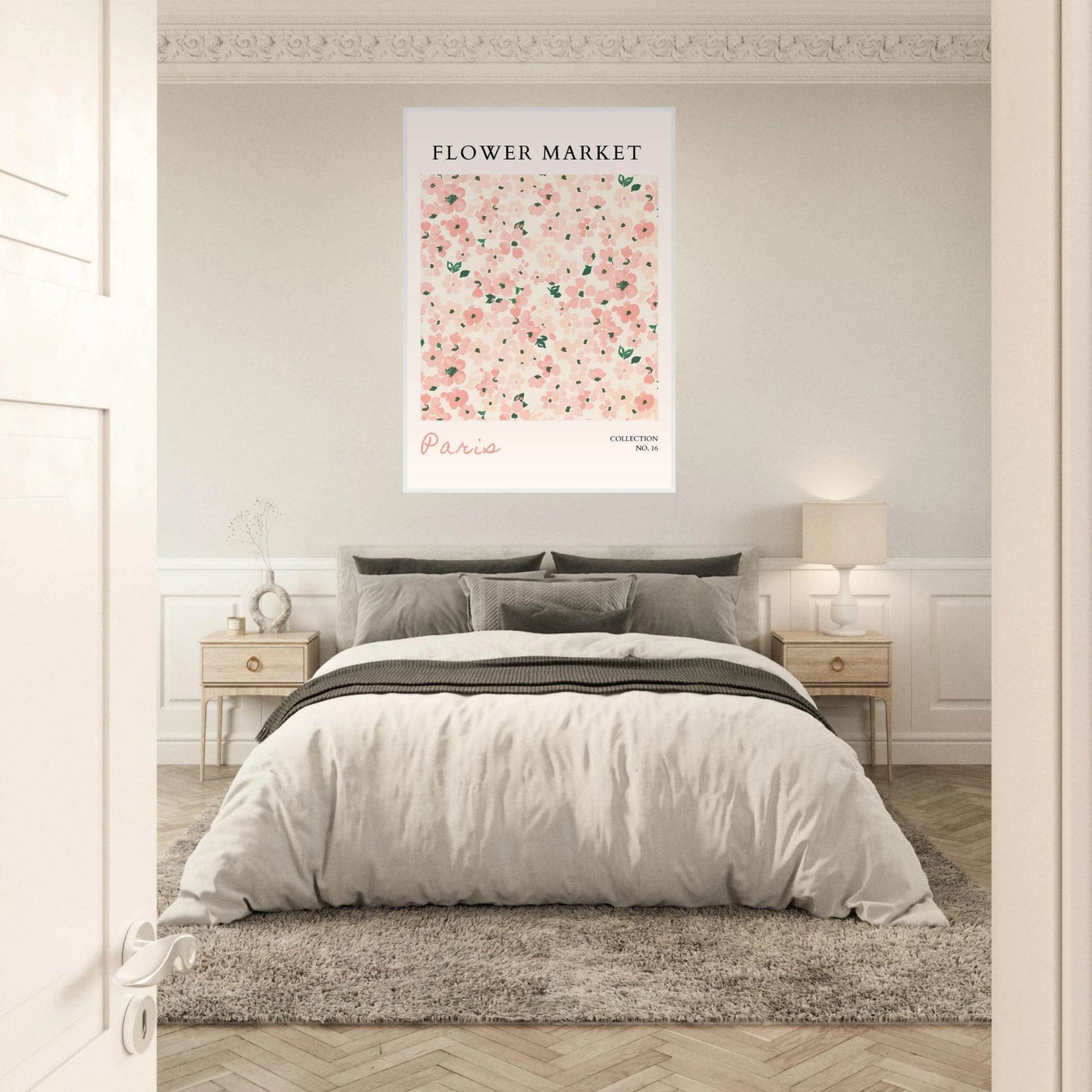 Paris Flower Market Framed Poster – Blush Floral Art Print | Ready-to-Hang Wall Decor in Multiple Sizes & Frame Finishes - Vibrantwalls