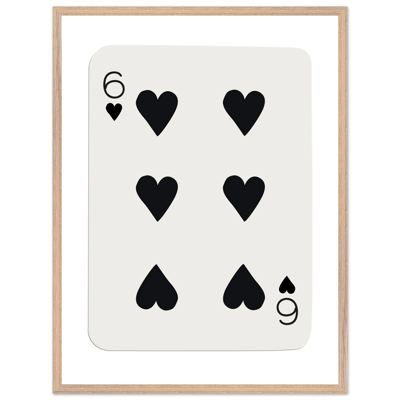 Six of Hearts Poker Card Print - Mounted Framed Poster Art, Eco-Friendly Wood Frame in Your Choice of Frame & Size - Vibrantwalls