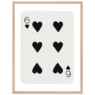 Six of Hearts Poker Card Print - Mounted Framed Poster Art, Eco-Friendly Wood Frame in Your Choice of Frame & Size - Vibrantwalls