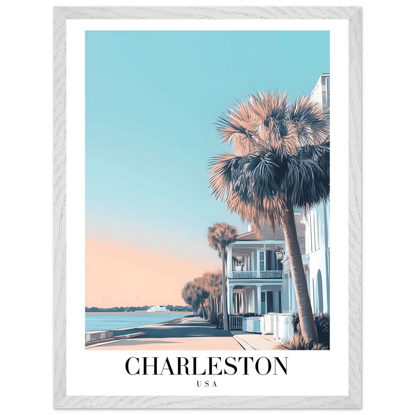 Charleston USA Framed Poster – Coastal Charm & Vintage Travel Art with Wooden Frame - Vibrantwalls