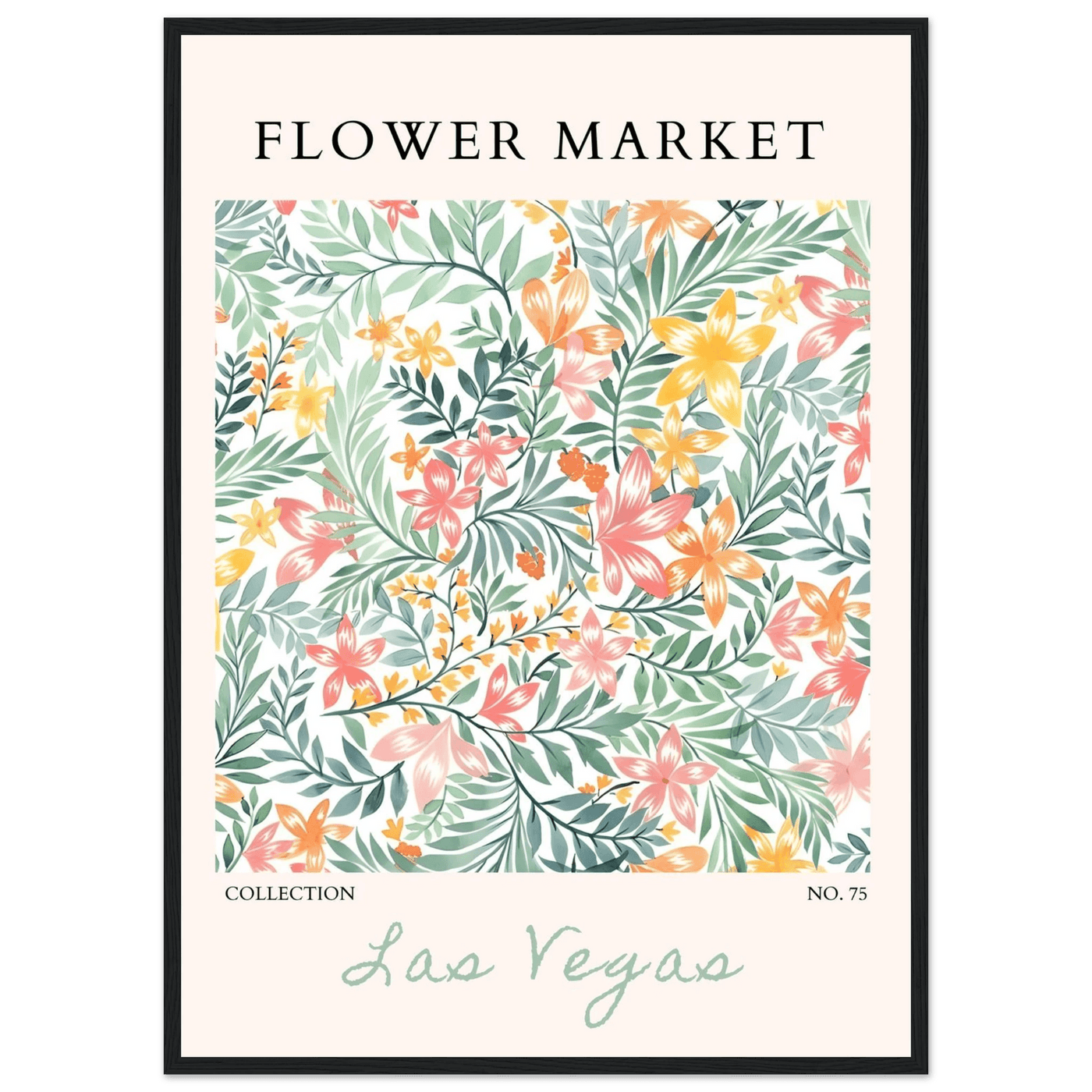 Flower Market Collection Framed Poster – Las Vegas Botanical Bliss Print | Ready-to-Hang Floral Art - Vibrantwalls