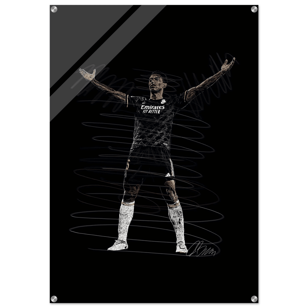 Football Legend Acrylic Print – Dynamic Sketch Art for Modern Sports Fans - Vibrantwalls