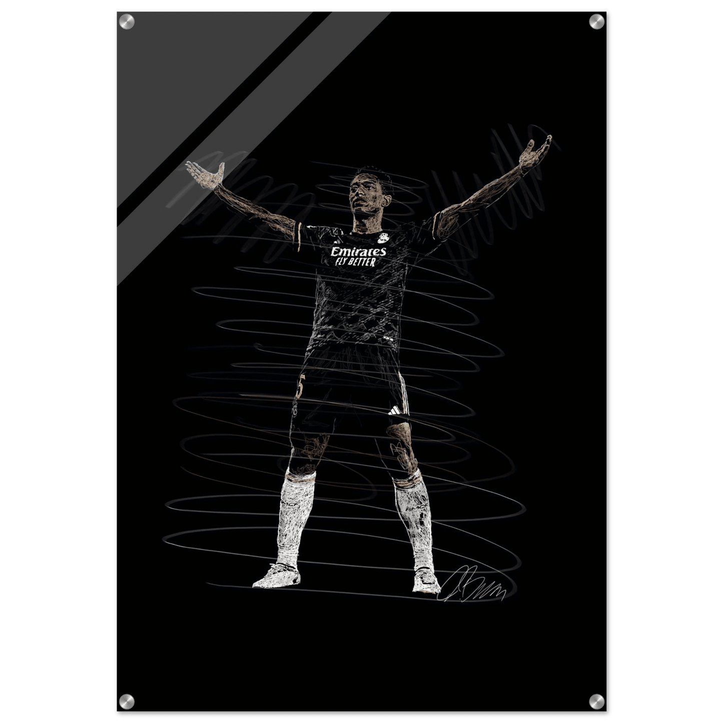 Football Legend Acrylic Print – Dynamic Sketch Art for Modern Sports Fans - Vibrantwalls