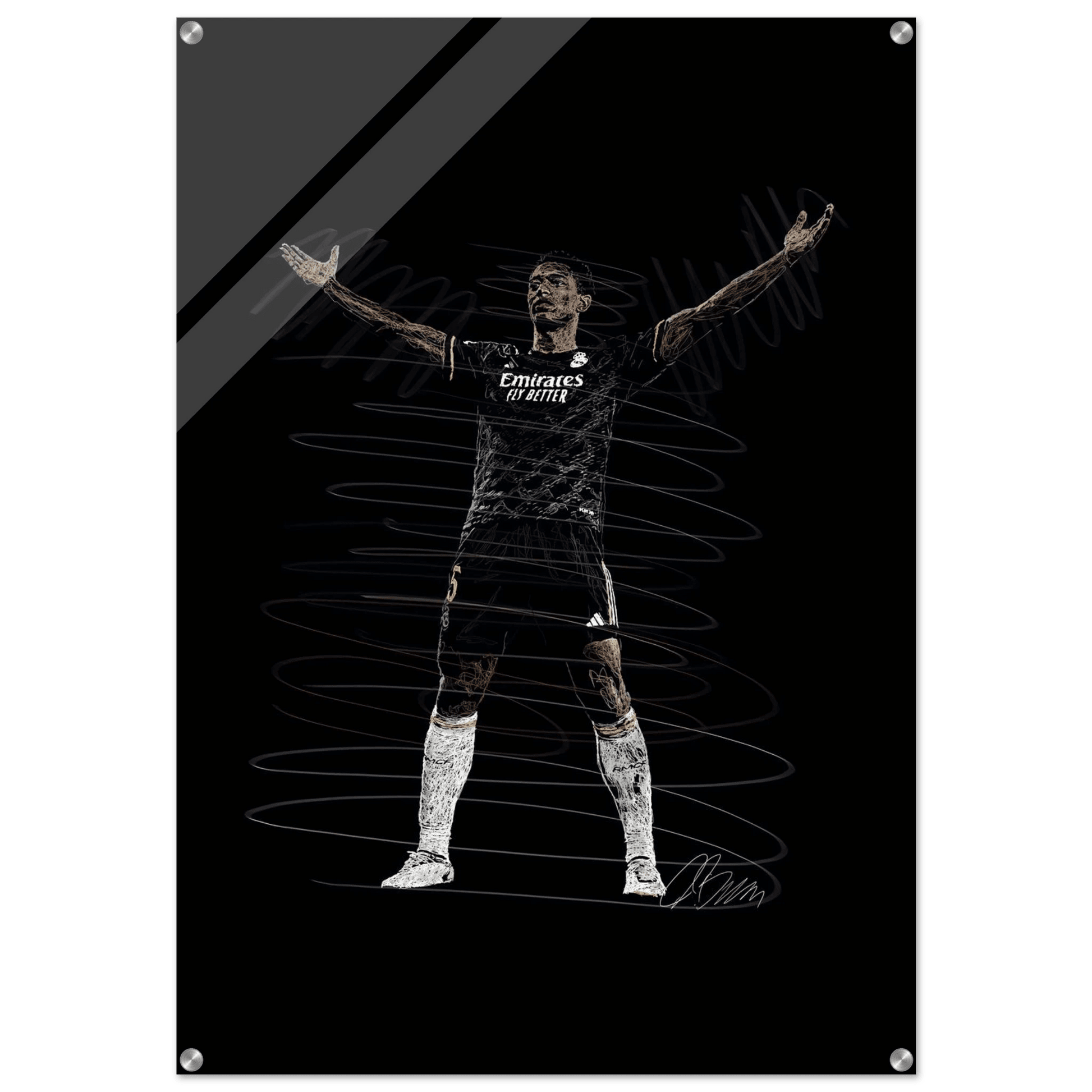 Football Legend Acrylic Print – Dynamic Sketch Art for Modern Sports Fans - Vibrantwalls