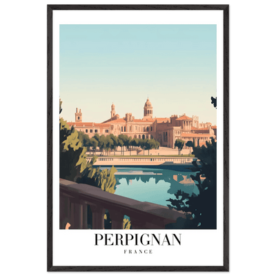 Perpignan France Framed Poster – Vintage Cityscape Wall Art with Wooden Frame - Vibrantwalls