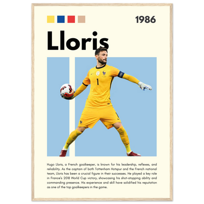 Hugo Lloris France Goalkeeper Football Poster A1 (59.4 x 84.1 cm) Wood frame Vibrantwalls