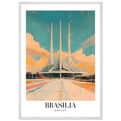 Brasília Brasil Mid-Century Modern Framed Poster – Vintage Travel Art with Wooden Frame - Vibrantwalls