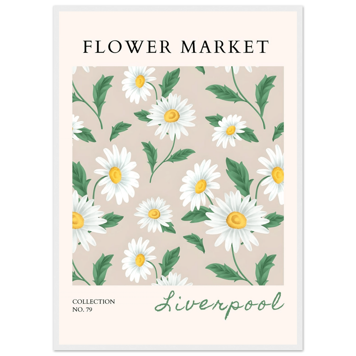 Charming Daisy Field Framed Poster – Botanical 'Flower Market' Art Print | Ready-to-Hang in Your Choice of Frame - Vibrantwalls
