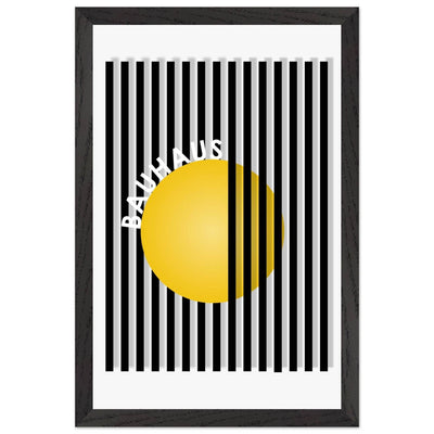 Bauhaus Yellow Circle Wall Art with Modern Stripes - Vibrantwalls