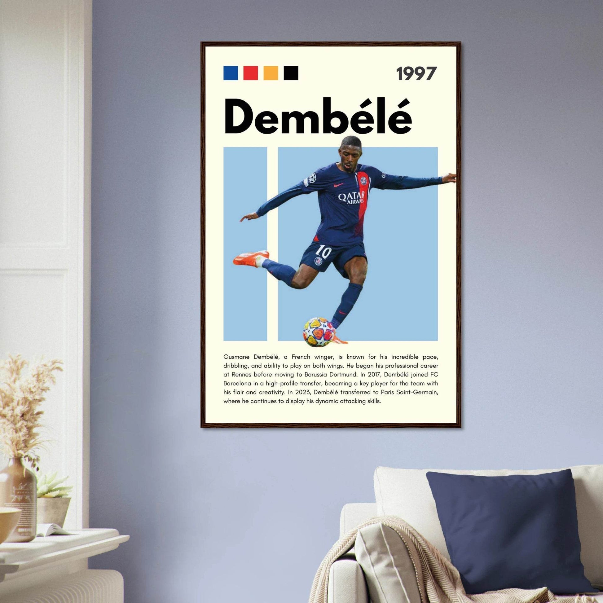 Ousmane Dembélé PSG Soccer Football Legends Poster Wall Art - Vibrantwalls